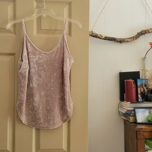 Champagne colored crushed velvet tank